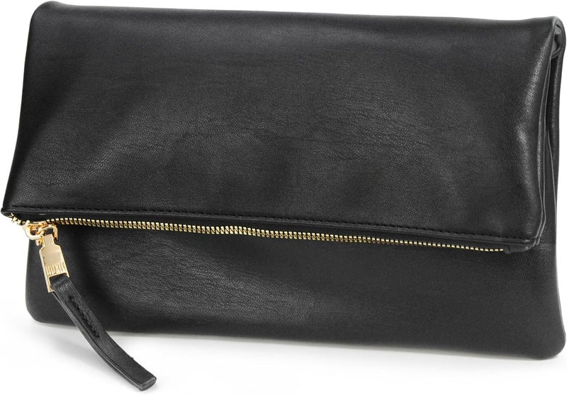 Hoxis Women's Zipper Foldover Clutch Vegan Leather Envelope Cross body Bag with Chain Strap - Image 1